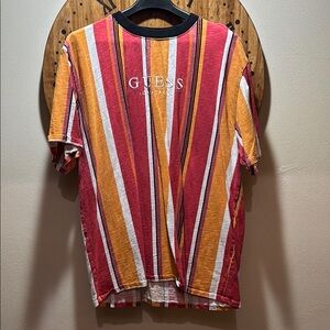 GUESS Striped T-Shirt in Red and Orange